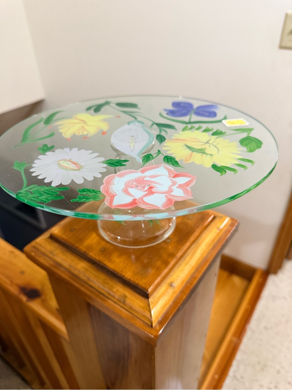 Royal Danube Hand-Painted Glass Cake Stand set with Floral Motif with 4 plates